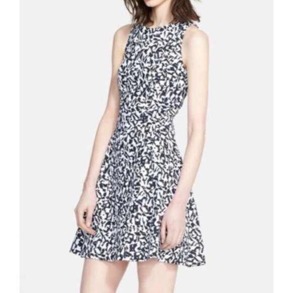 Theory A Line Dress 8 Blue White Cotton Sleeveless Lightweight A Line Summer - Picture 3 of 9